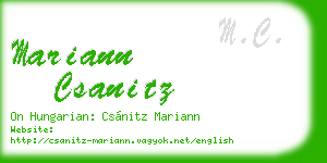 mariann csanitz business card